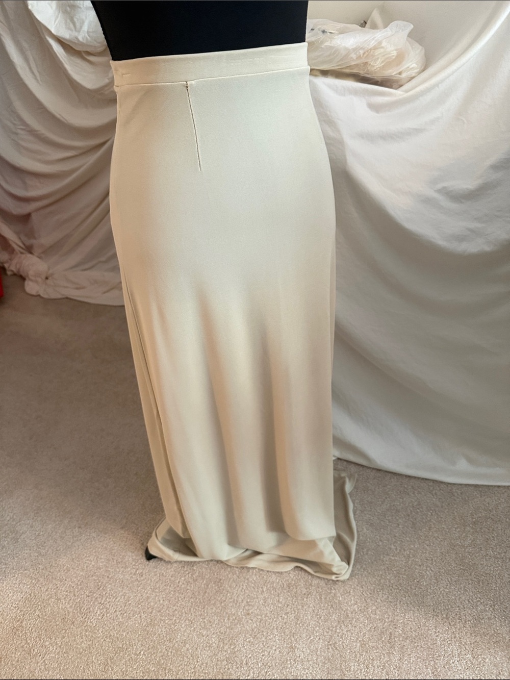 Cream Maxi Skirt - Sleek High-Waist Women's Skirt with matching sleeveless top.